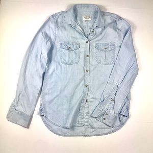 AMERICAN EAGLE OUTFITTERS L/S B/D Denim Top, Sz XS